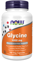 Cápsulas Vegetarianas de Glicina NOW 1000 mg - Aminoácido en Forma Libre - 100 unidades
