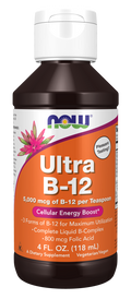 NOW Ultra B-12 Líquido 5000 mcg con Complejo B y Folato - 118 mL