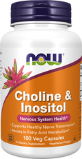 NOW Choline & Inositol 250mg Each - Veg Capsules - 100 Count