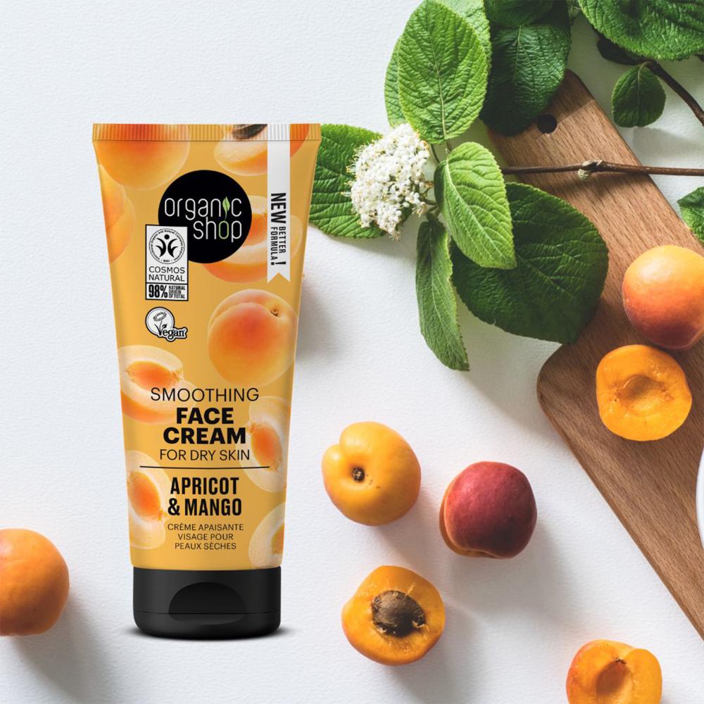 Organic Shop Smoothing Face Cream Apricot and Mango daily facial skincare jar 50ml