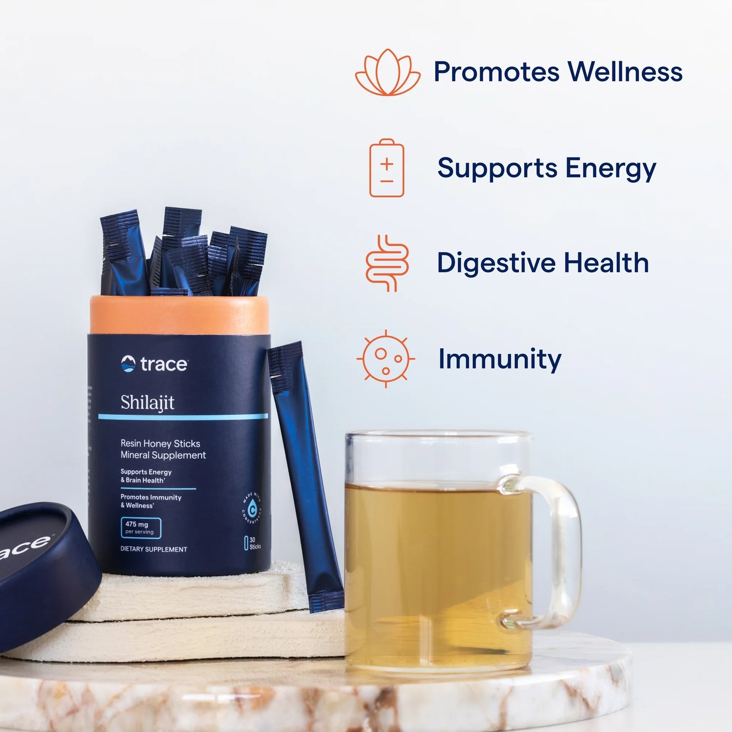 Trace Minerals Shilajit Resin Honey Sticks 30 sticks enjoyed as part of a daily wellness routine