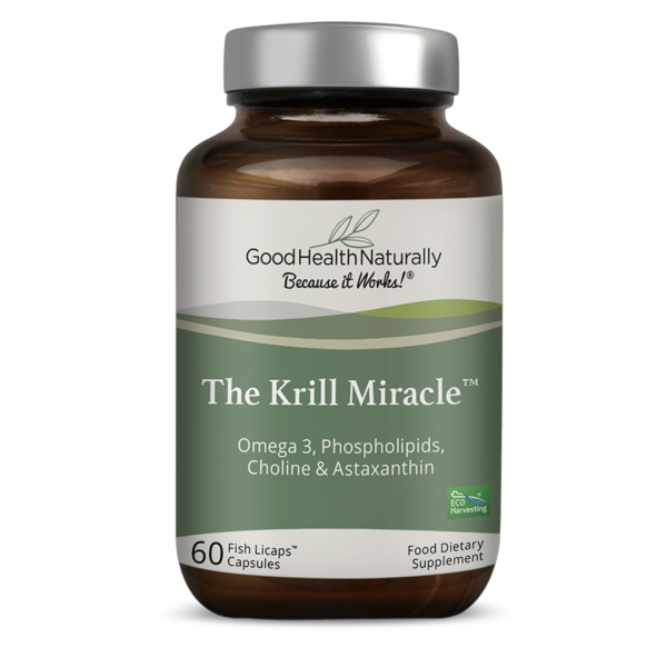 Front image: Good Health Naturally Krill Oil omega 3 capsules marine supplement 60 count bottle
