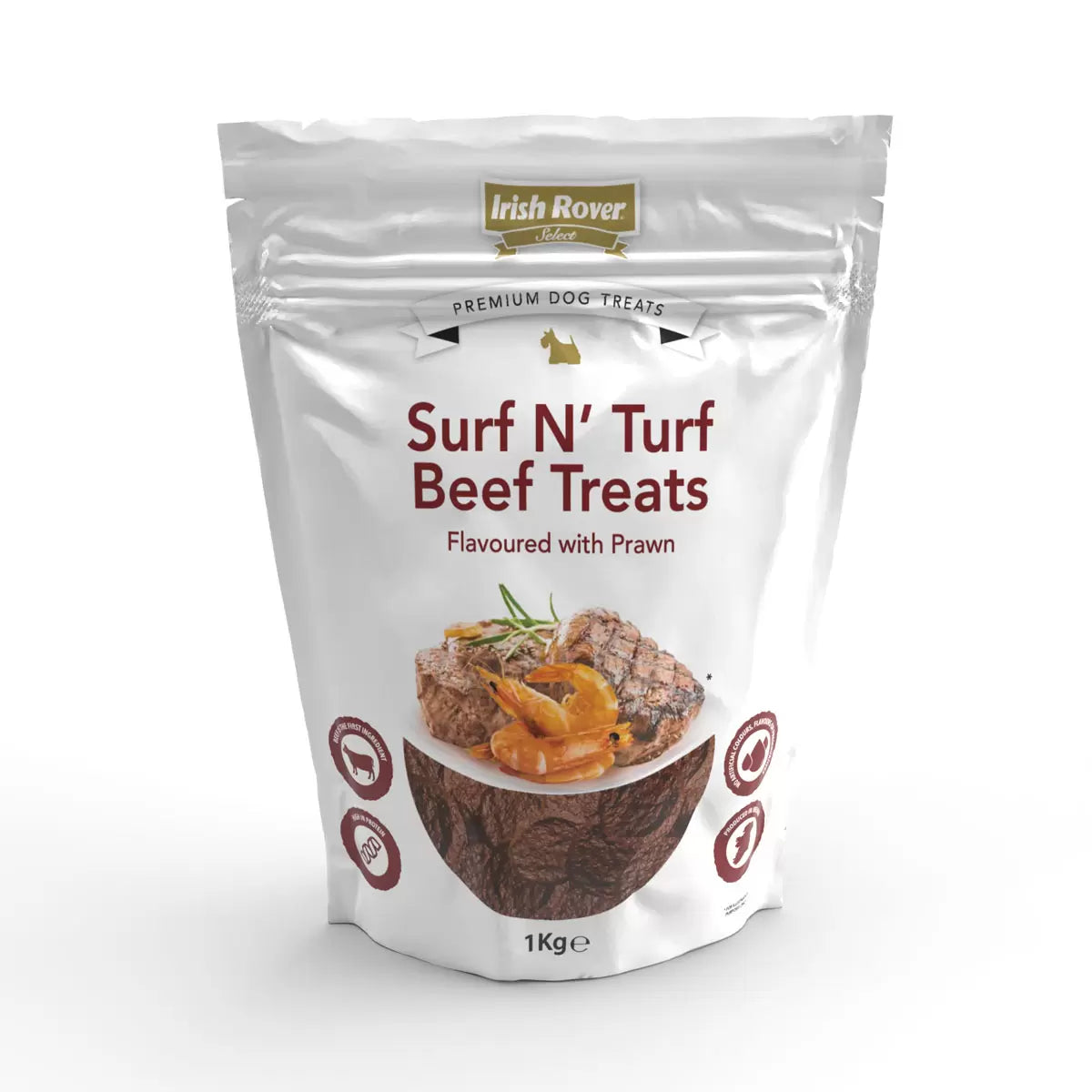 Irish Rover Surf N' Turf Beef Dog Treats with Prawn 1kg bag