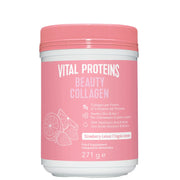 Front image: Vital Proteins Beauty Collagen Peptides powder strawberry lemon tub 271g