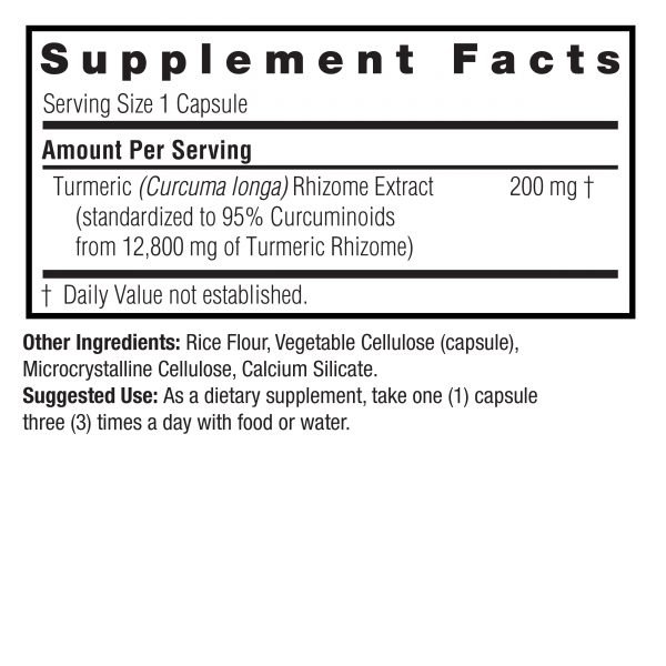 Nature's Answer Turmeric-3 Vegan Capsules 90 supplement facts and directions