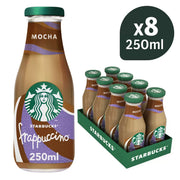 Starbucks Frappuccino Mocha Iced Coffee Drink, glass bottle packaging, Mocha flavour, 8 x 250ml