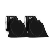 KT Tape Pro Synthetic Kinesiology Tape in black, open box displaying the 2 pre-cut strips
