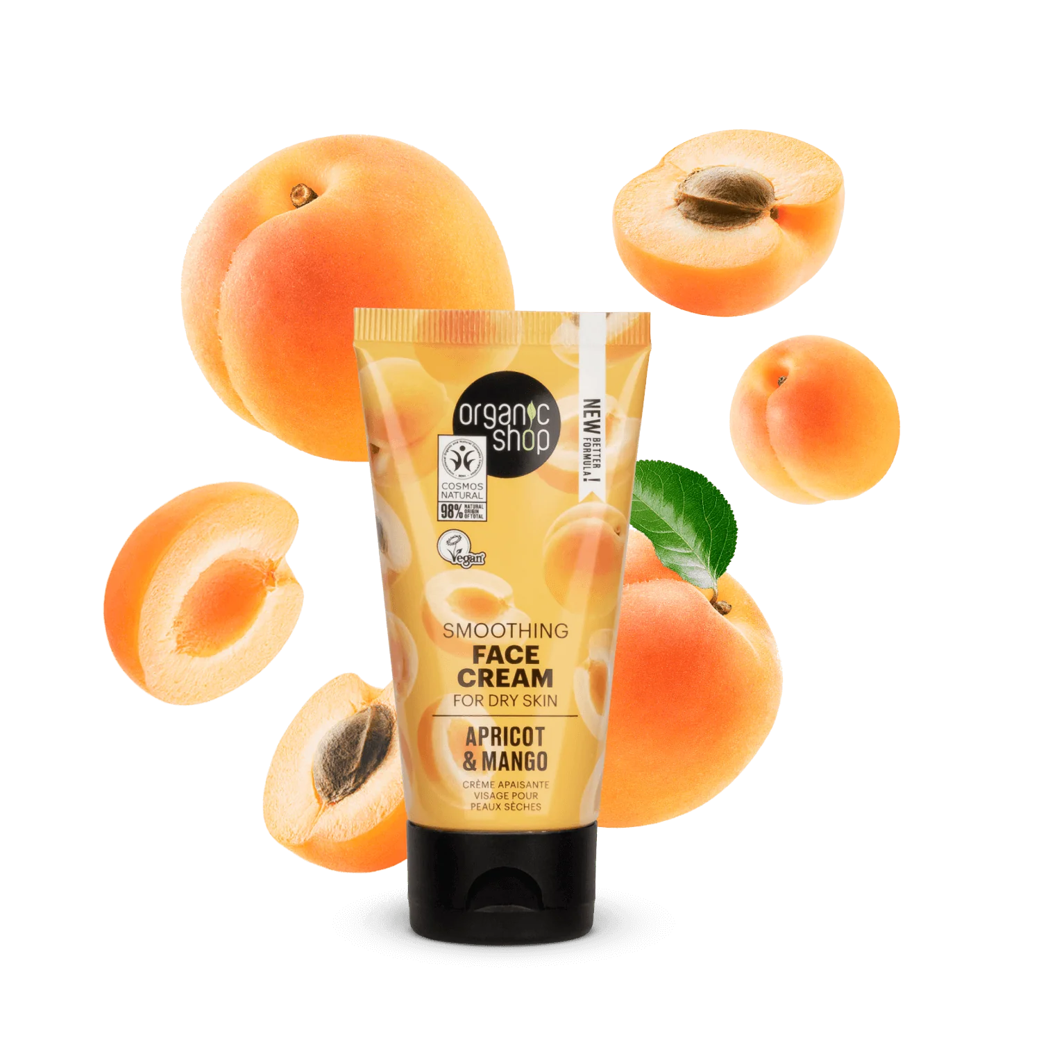 Organic Shop Smoothing Face Cream Apricot and Mango daily facial skincare jar 50ml