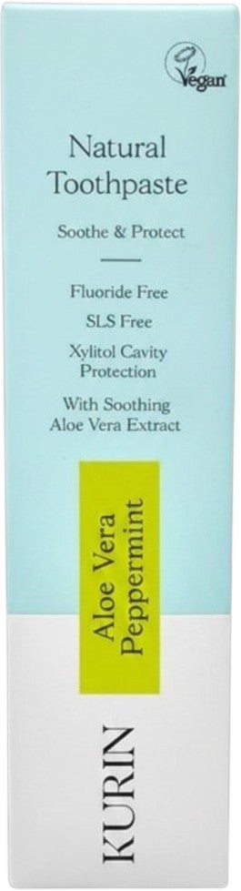 Kurin Natural Toothpaste Aloe Vera Peppermint Fluoride Free 100ml box