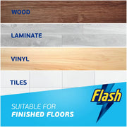 Flash Direct to Floor Berry & Cherry Blossom Floor Cleaner 800ml bottle shown alongside a mop for floor cleaning