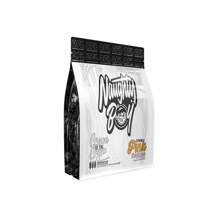 Clear packaging with black and white branding on a white background