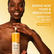 Olay Vitamin C Brightening Body Lotion fragranced lotion 500ml bottle lifestyle use image