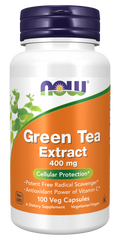 NOW Green Tea Extract 400 mg Veg Capsules with Vitamin C - 100 Count