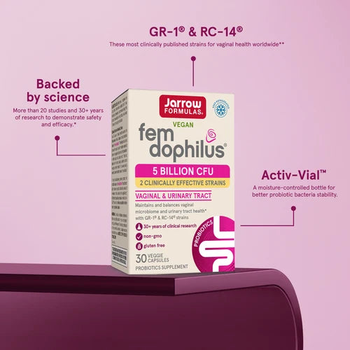 Jarrow Formulas Fem-Dophilus 5 Billion CFU 30 Veggie Capsules Pack of 2