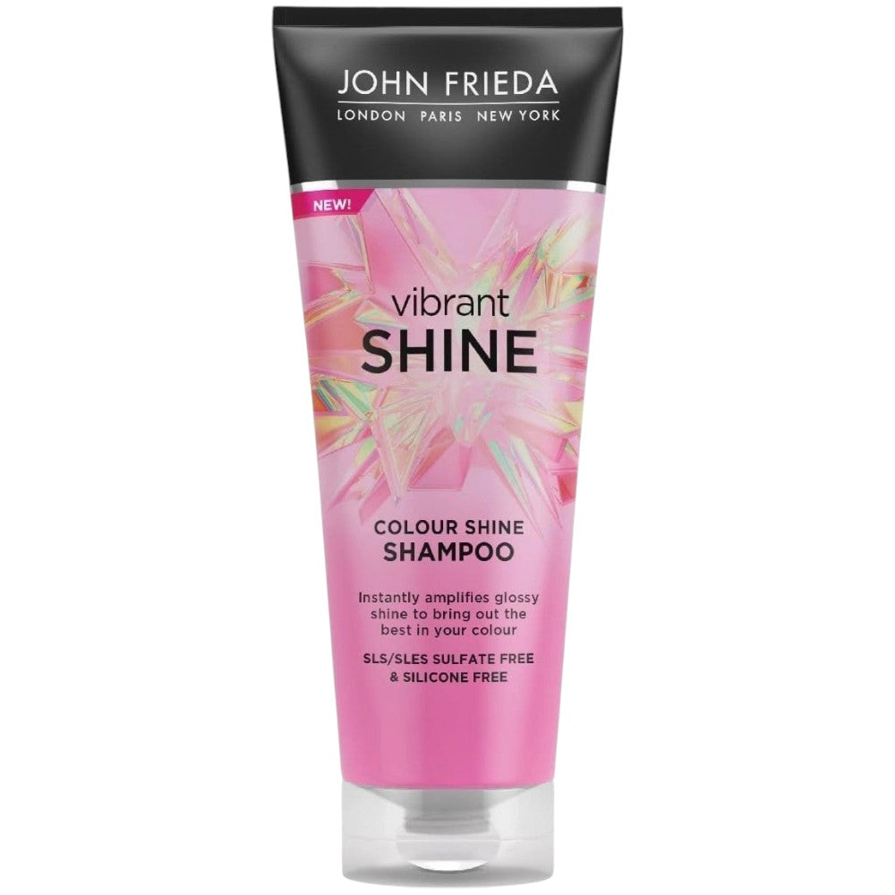 John Frieda Vibrant Shine Colour Shine Shampoo rose hip argan oil 250ml bottle front packaging