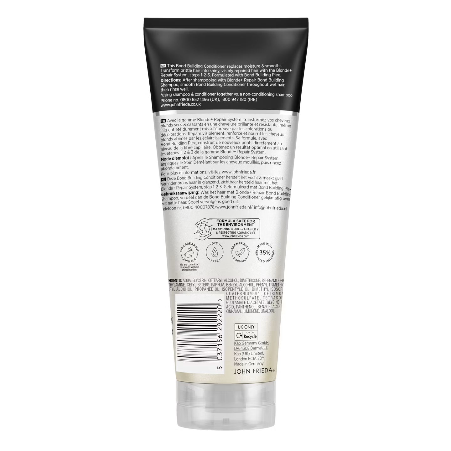 John Frieda Blonde+ Repair System Bond Building Conditioner 250ml barcode packaging