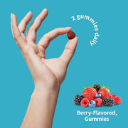 Supplement facts panel for Herbals Stress Relief Gummies showing ingredient dosage