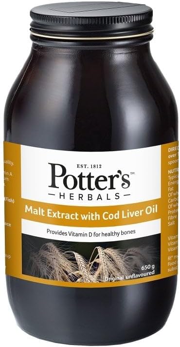 Potter's Herbals malt extract with cod liver oil jar unflavoured 650g
