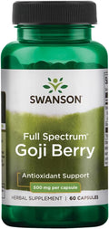 Swanson Bayas de Goji 500 mg 60 Cápsulas | Apoyo Antioxidante