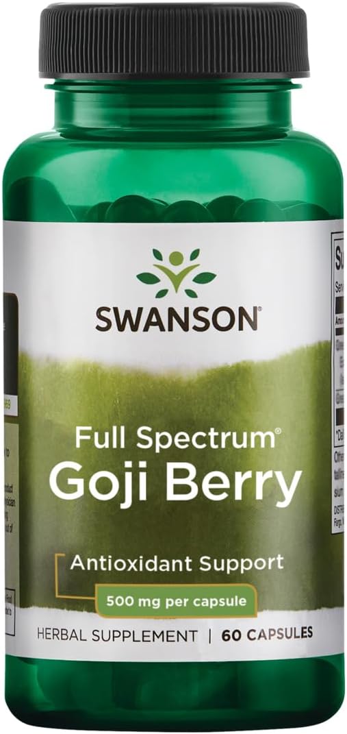 Swanson Full Spectrum Goji Berry 500mg 60 Capsules supplement bottle on a white background