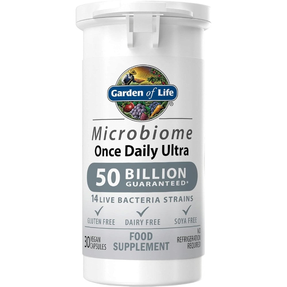 Garden of Life Microbiome Once Daily Ultra live bacteria vegan capsules 50 billion 30 count front packaging