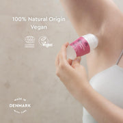 Urtekram Crystal Rose Deodorant Roll-On 50ml bottle application