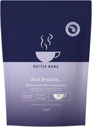 Front Image: Hottea Mama and breathe cacao blend ashwagandha powder 280g pouch