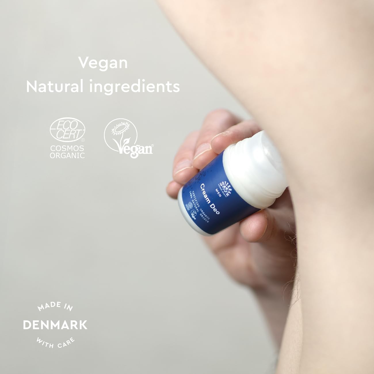 Urtekram Men Cream Deodorant Roll-On 50ml bottle application