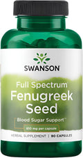 Semilla de Fenogreco Swanson 90 Cápsulas | 610 mg | Apoyo para el Azúcar en Sangre