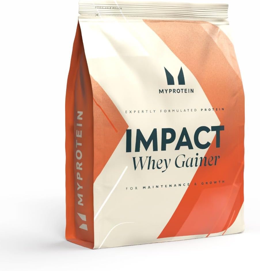 Front image: Myprotein Impact Whey Gainer chocolate smooth powder bag 2.5kg
