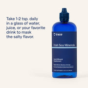 How to Use Image: Trace Minerals Utah Sea Minerals liquid usage instructions bottle 296ml