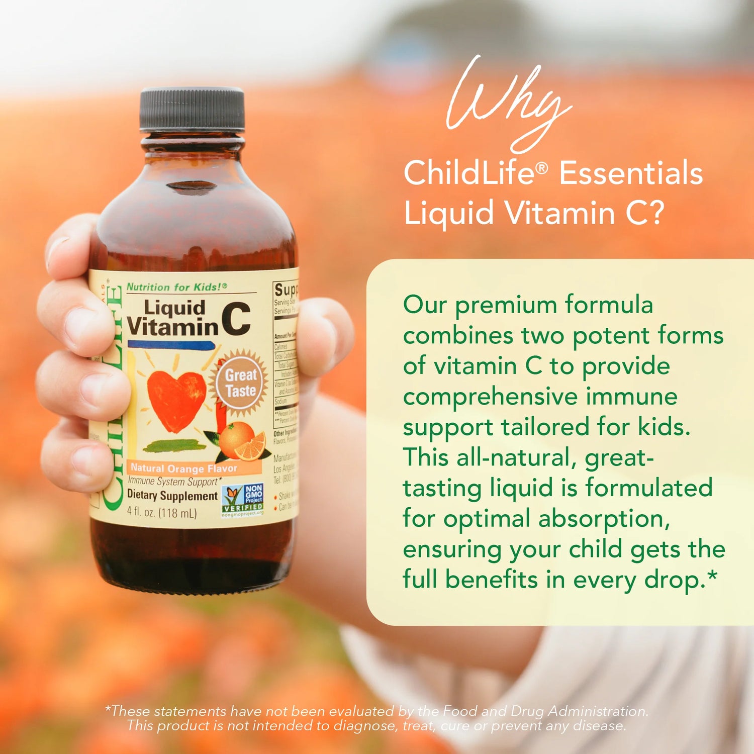 ChildLife Essentials Liquid Vitamin C kids liquid supplement orange flavour 118ml
