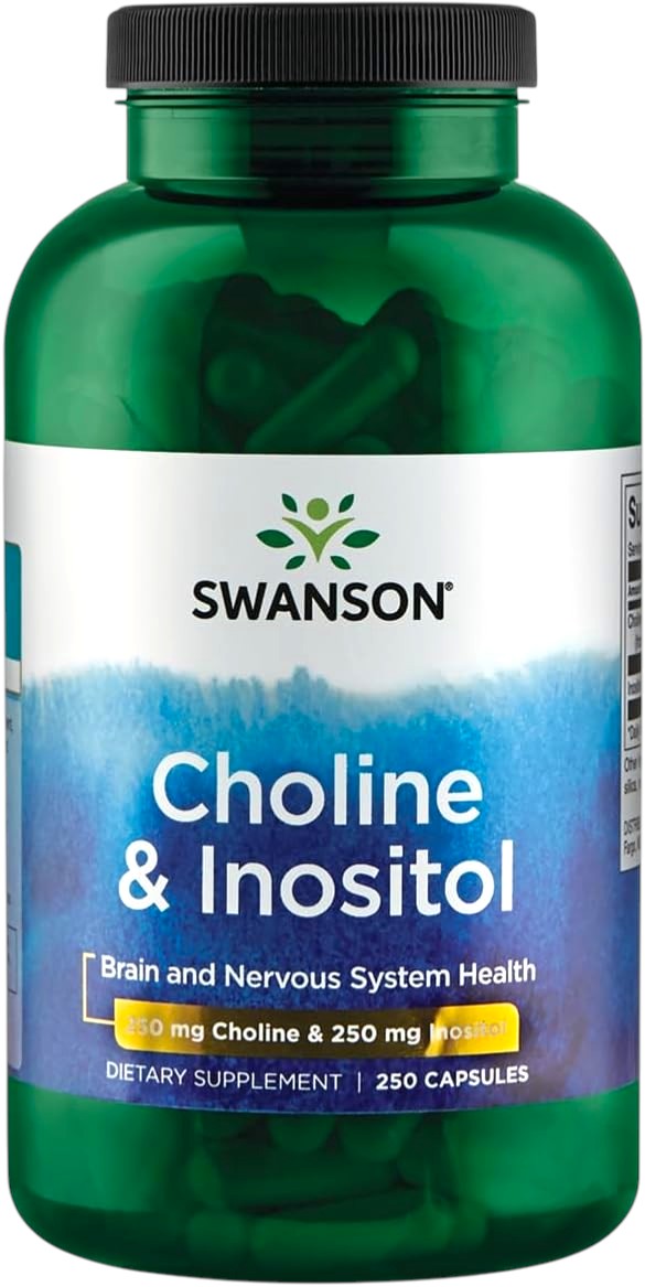 Swanson Choline and Inositol supplement capsule bottle 250 capsules 250mg each