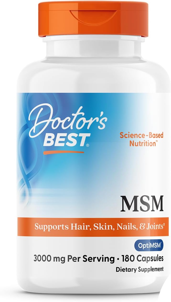 Doctor's Best MSM OptiMSM supplement capsule bottle 180 capsules