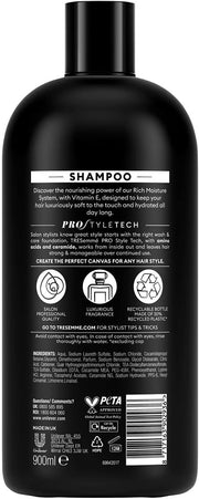 Ingredients, barcode and usage for TRESemmé Moisture Rich Shampoo.