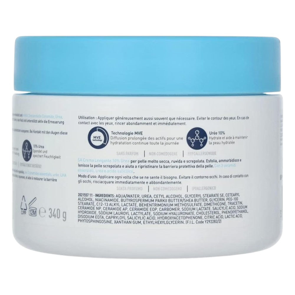 CeraVe SA Smoothing Cream 10% Urea body moisturising cream tub 340g ingredients