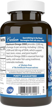 Barcode image: Carlson Maximum Omega 2000 fish oil softgels barcode 60 bottle