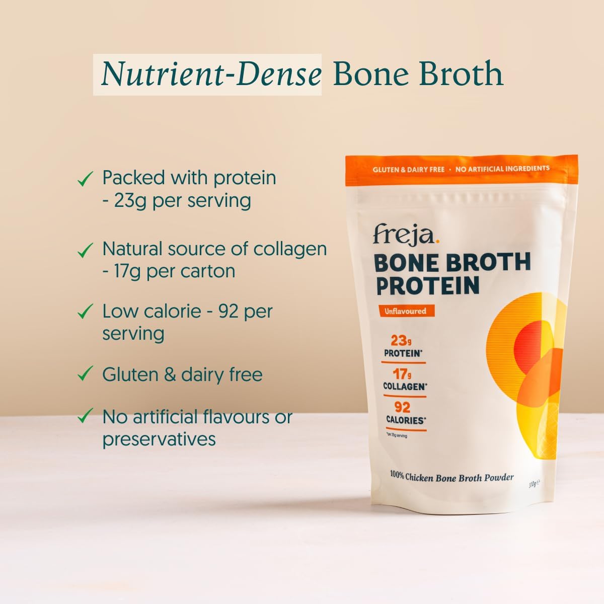 Freja Bone Broth Protein Powder Unflavoured - 300g