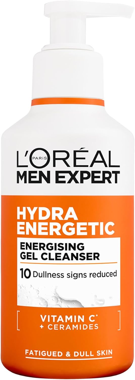 L'Oréal Men Expert Hydra Energetic Gel Cleanser, pump bottle packaging, fragrance not specified, 260ml