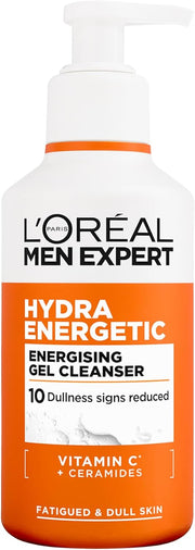 L'Oréal Men Expert Hydra Energetic Gel Cleanser, pump bottle packaging, fragrance not specified, 260ml