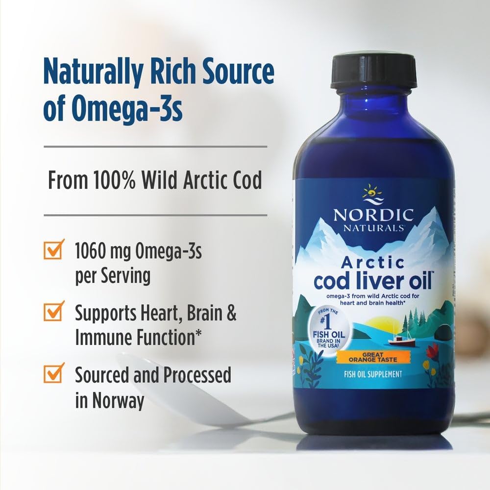Nordic Naturals Aceite de Hígado de Bacalao Ártico - 1060mg Omega-3 + Vitamina A Líquido