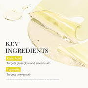 Medicube Kojic Acid Turmeric Brightening Gel Mask, individual sachet packaging, fragrance not specified, 4 masks x 28g, ingredients information