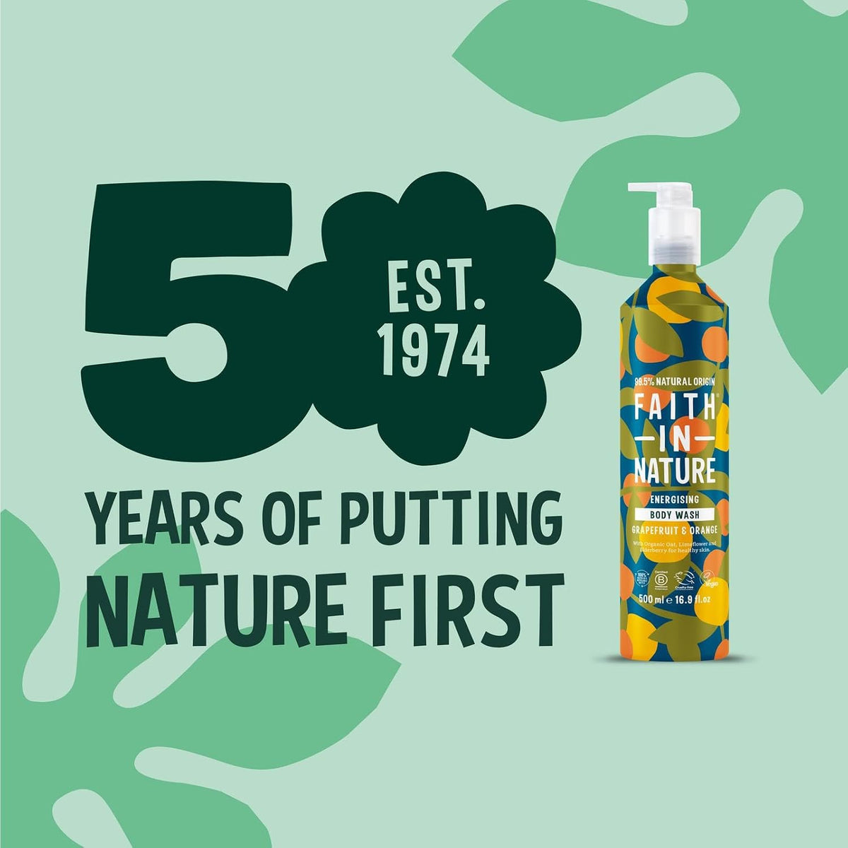 Faith In Nature Energising Grapefruit and Orange Body Wash 500ml bottle product information