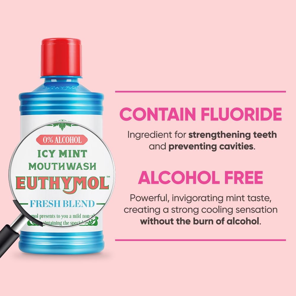 Euthymol Mouthwash ICY Mint Fluoride & Alcohol-Free – 500ml