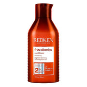 Redken Frizz Dismiss Conditioner bottle, 300ml, anti-frizz, on white background.