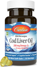 Carlson Minis de Aceite de Hígado de Bacalao Omega-3 Softgels - 100 Unidades