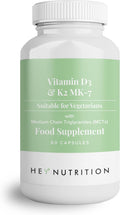 Hey Nutrition Vitamina D3 y K2 MK-7 con Aceite MCT - 60 cápsulas