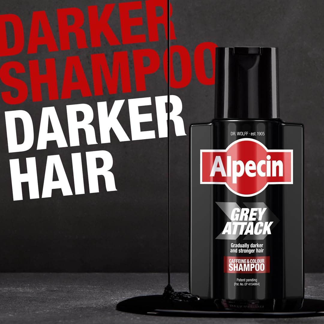 Alpecin Grey Attack Caffeine & Colour Shampoo, plastic bottle packaging, no flavour, 200ml, hair-care use