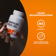 BioTechUSA Pumpkin Seed Oil 600mg 60 softgels daily intake with water