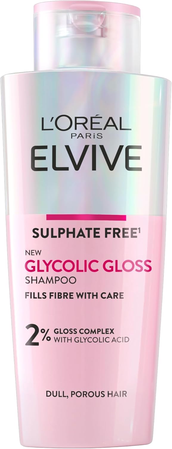 L'Oréal Paris Elvive Glycolic Gloss Shampoo bottle 200ml sulphate-free shampoo